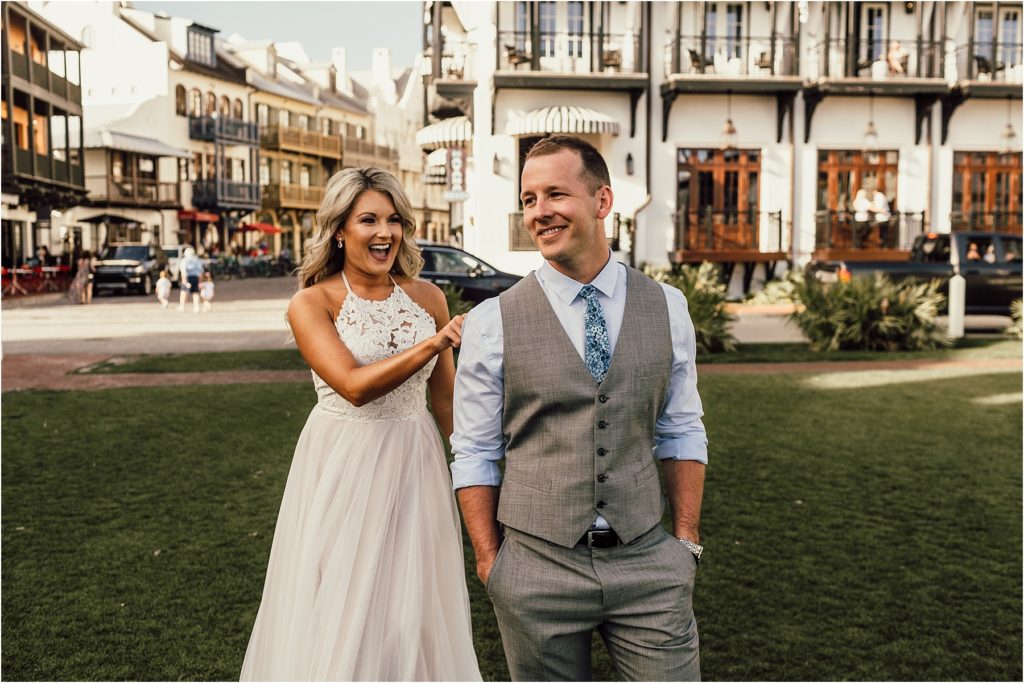 Rosemary Beach Wedding First Look on Western Green Photo