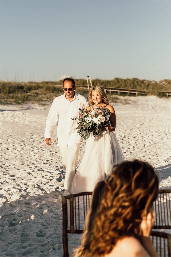 Inlet Beach Intimate Wedding Bride Walking Down Aisle Photo