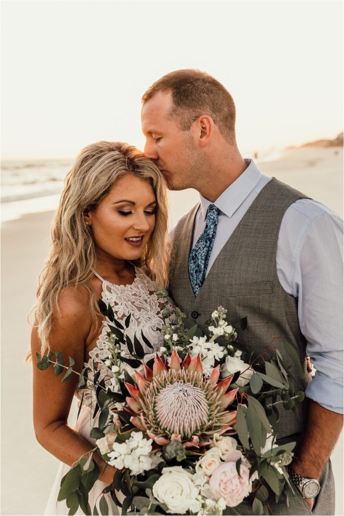 Inlet Beach Intimate Wedding Bride and Groom Forehead kiss Photo