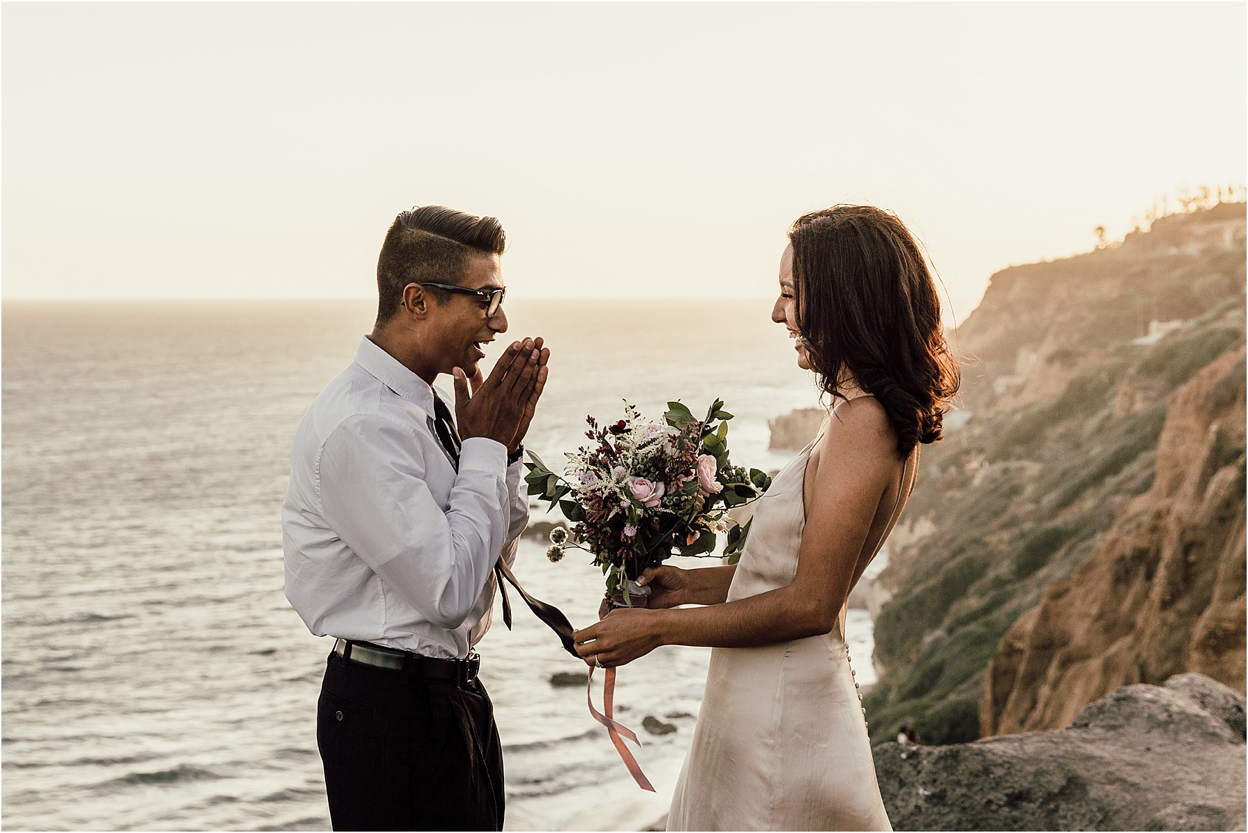 First Look Wedding Groom Surprised Photos