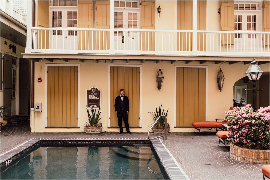 City Park New Orleans Wedding Groom Poolside Photos