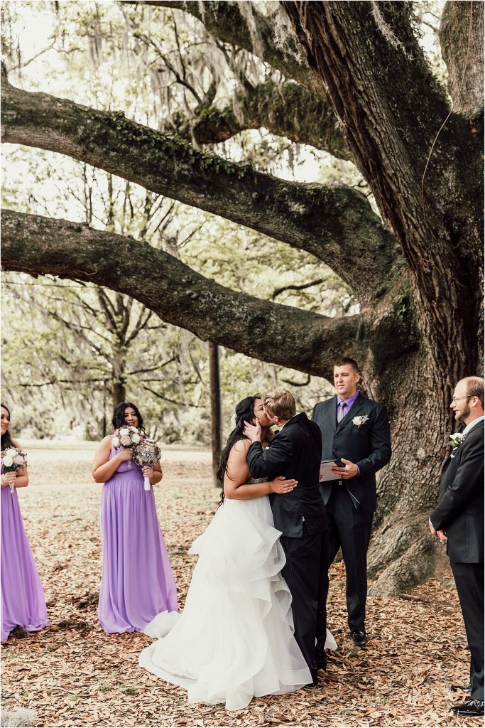 City Park New Orleans Wedding Kiss Photos