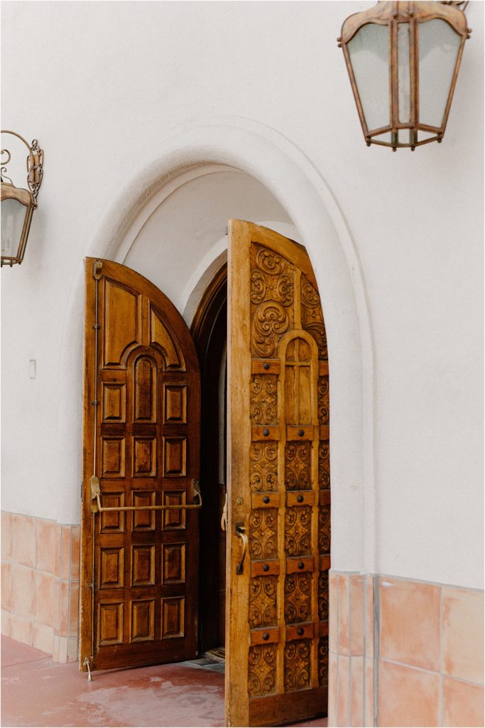 church doors at backyard palm springs wedding venue