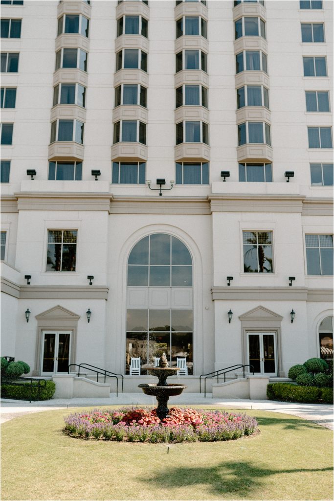 The Westin Savannah River Lawn with fountain and a view of the hotel