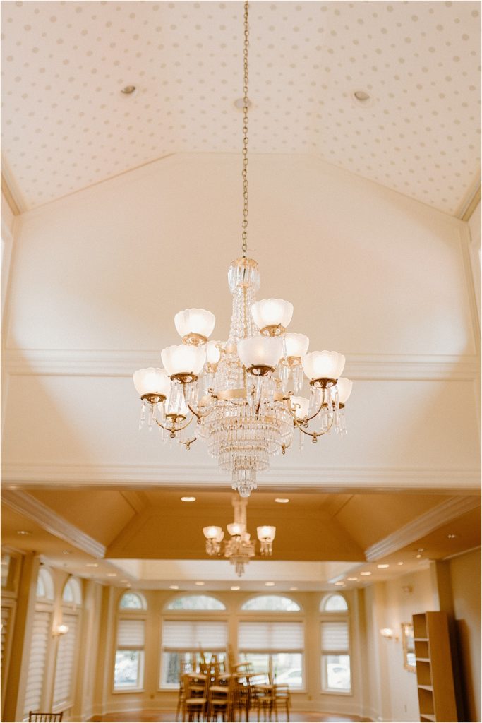 Gingerbread House Wedding Venue close up of chandelier